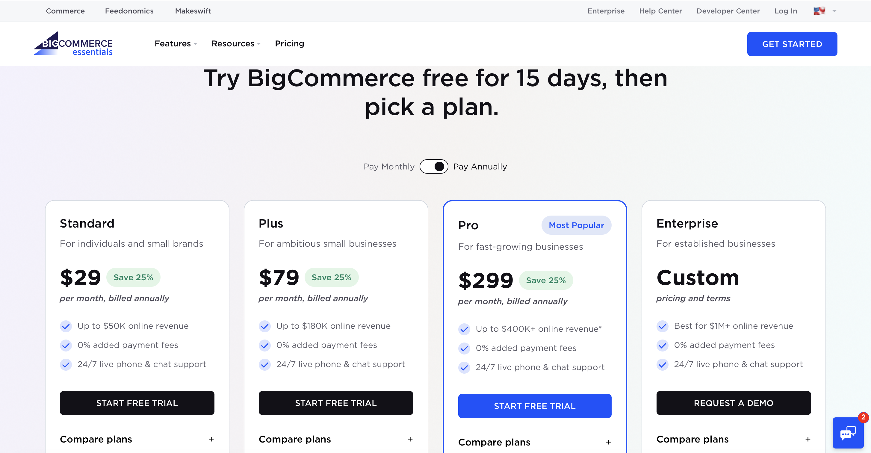 BigCommerce pricing plans